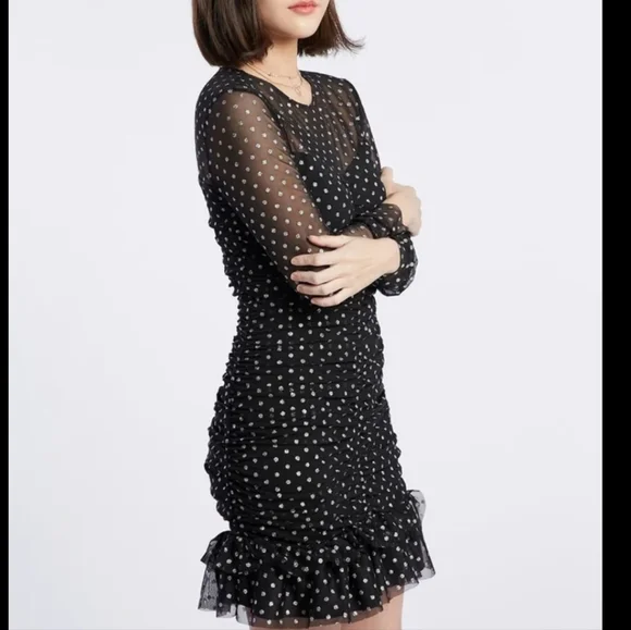 zara black polka dot mini dress POLKA DOT MINI DRESS - Brown-Blue